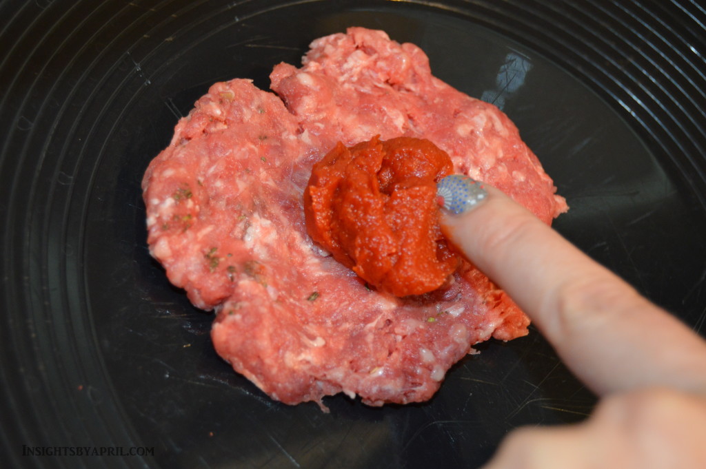 caprese burger inside