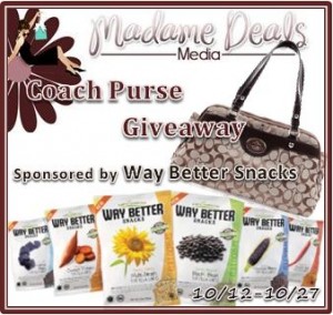 Coach Purse Giveaway on Behalf of Way Better Snacks 10/27