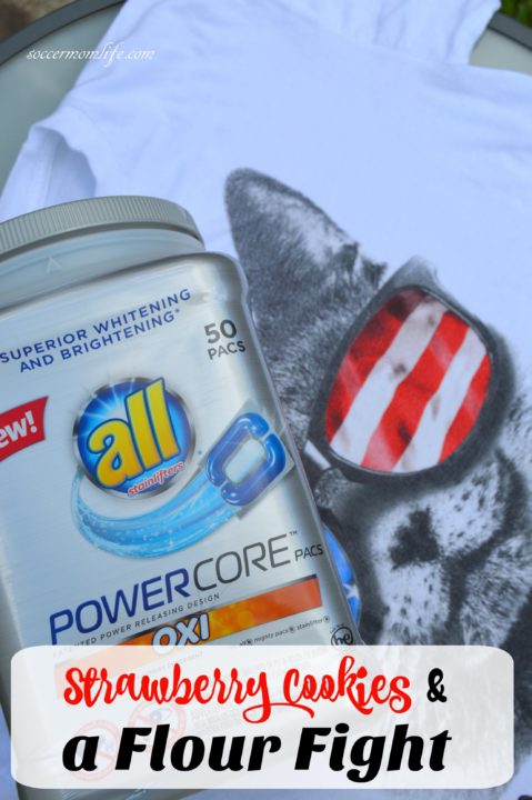 strawberry cookies and a flour fight