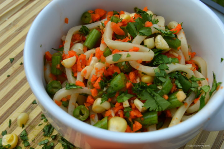 quick spicy orange veggie noodle salad